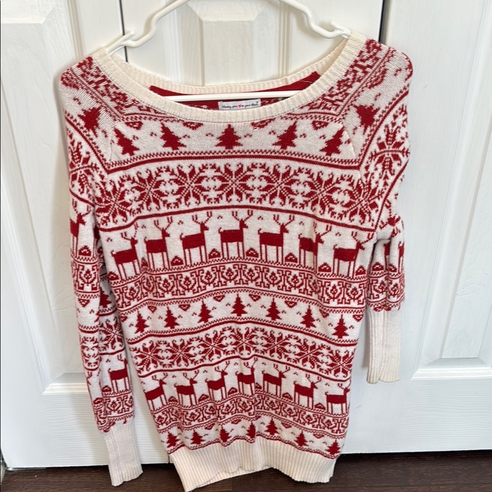 Red and White Reindeer Sweater